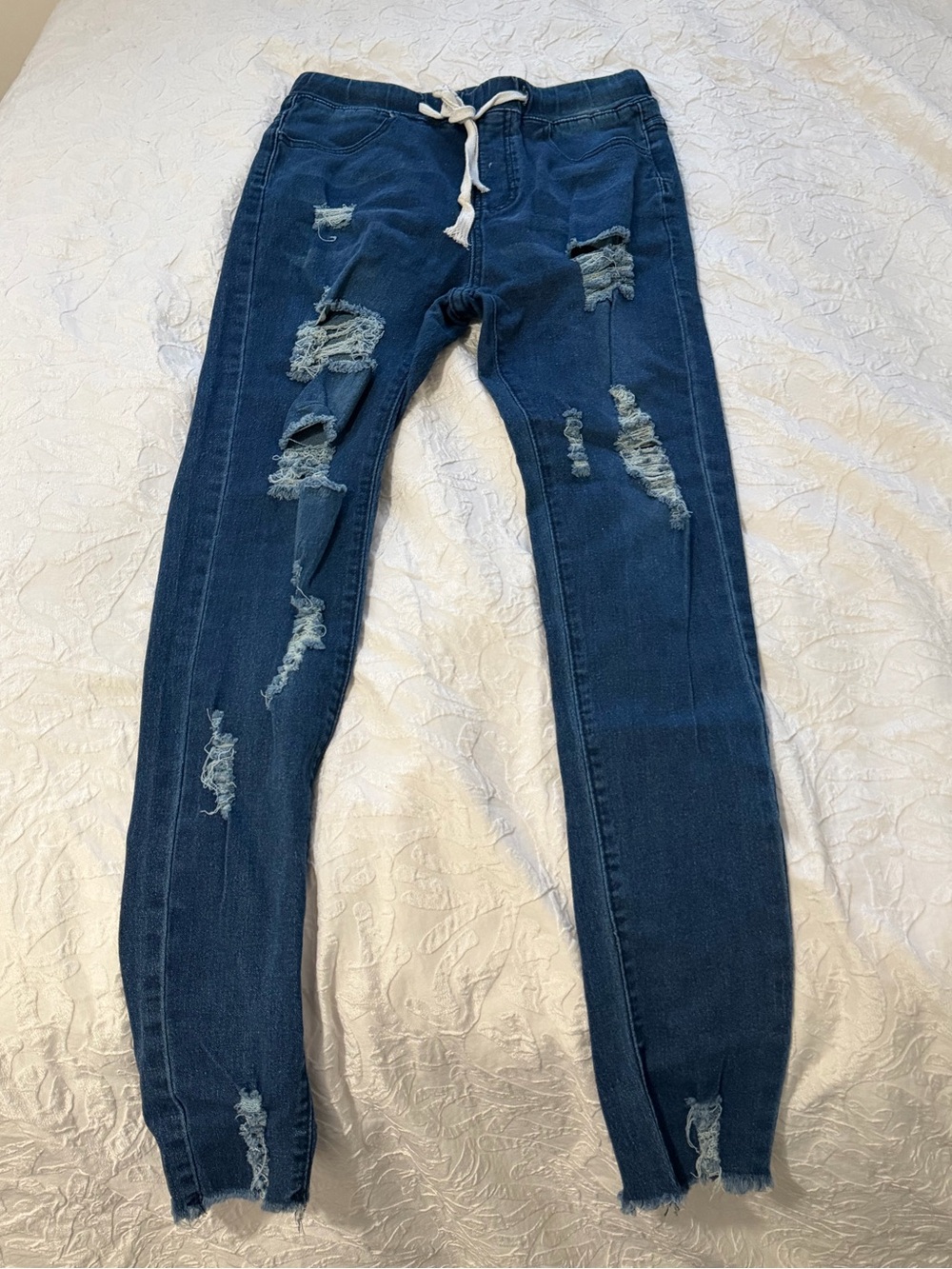 SHEIN Dark Blue Distressed Skinny Jeans